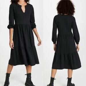 Nation LTD Black Tavin Tiered Midi Dress Size: L
